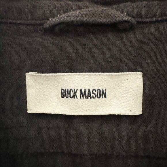 Buck Mason Button Up Shirt Double Weave Vintage Minimalist Black Sz S - Picture 8 of 10